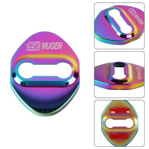 4x Mugen Neo Chrome Stainless Steel Car Door Lock Protective Cover Case Sticker - Bild 4 von 8