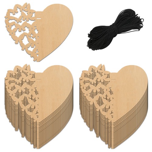 Corazones de 10 cm con cuerda madera adorno artesanal diseño corte láser día de San Valentín - Imagen 10 de 23