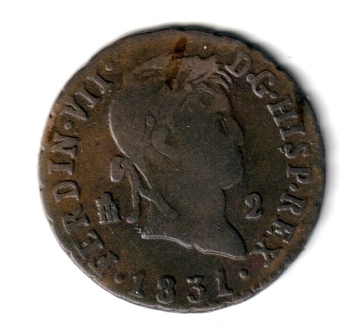 ESPAÑA 2 maravedis 1831 Segovia - Rey  Fernando VII - Picture 1 of 2