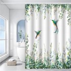 Hummingbird Shower Curtain Green Leaf Floral Nature Spring Summer Bathroom Decor