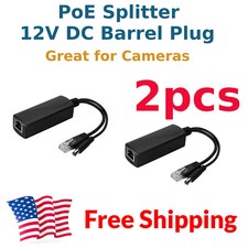 2x 48V 12V DC PoE Power Over Ethernet Splitter Camera Barrel Plug Adapter Active