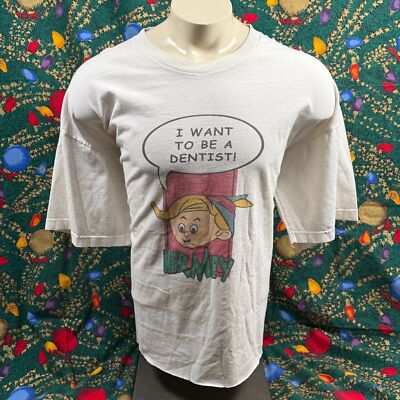 Vtg Rudolph The Red Nosed Rentier Hermey Elfe I Want To le plus cher Be A Zahnarzt XL T-Shirt