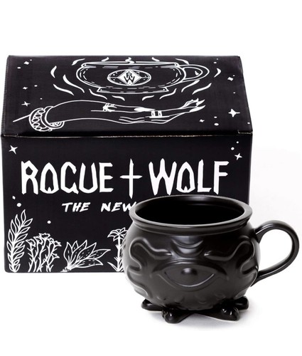 Schurke + Wolf schwarzer Hexenkessel mit Fuß Halloween Kaffeebecher - Bild 1 von 4