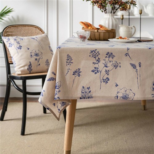 Bee Print Tablecloth Cotton Linen Rectangle Table Cloth Cover Dining Kitchen Dec - Photo 1 sur 21