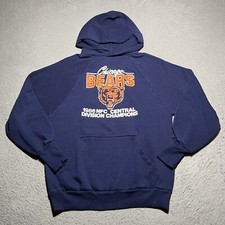 Vtg Chicago Bears Hoodie Mens Small Logo 7 80s Pullover NFL Fleece Sweatshirt