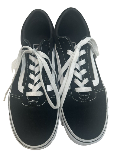 VANS Women's Off the Wall Size 8.5M Black Lace Suede Canvas Sneakers Clean Shoes