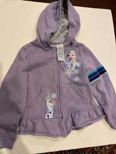 Girls Frozen II Lavender Hoodie, Size 7, Elsa & Olaf, Preowned
