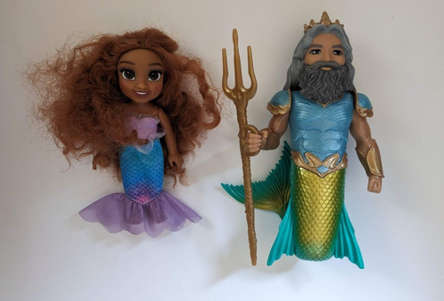 The Little Mermaid Ariel & King Triton 6" Figures Merman Dad Dolls Live Action