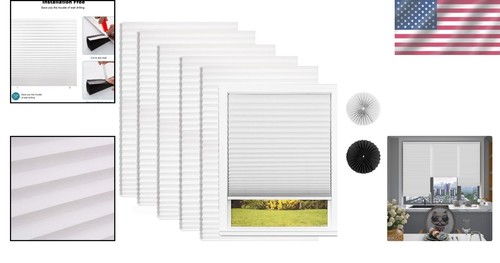 Ready-to-Use Light Filtering Paper Shades - 6 Pack with Clips - No Tools Needed - Picture 2 of 9