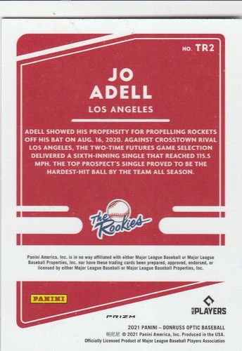 2021 Donruss Optic Jo Adell The Rookies TR2 Prizm - Bild 2 von 2