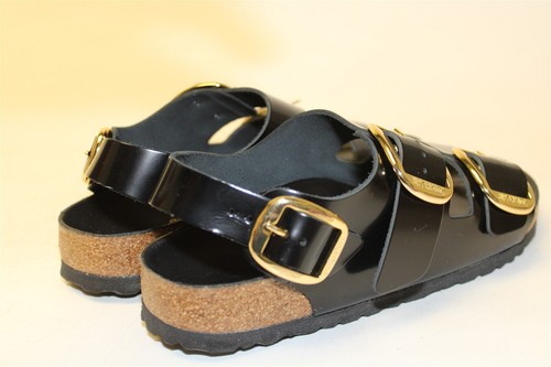 Birkenstock NEW Womens Size 8 N 39 Milano Big Buckle Black Patent Sandals Shoes - Picture 8 of 24