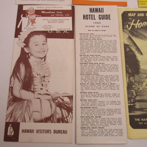 Vintage Hawaii Tourist Ephemera Memorabilia Brochures Hotels Airline Tours 1963 - Bild 4 von 10