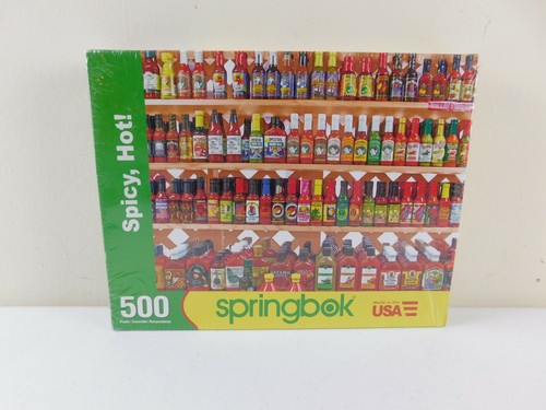SPRINGBOK 500 Piece 'Spicy Hot! Sauce Bottles Display' Jigsaw Puzzle NEW - Picture 1 of 6