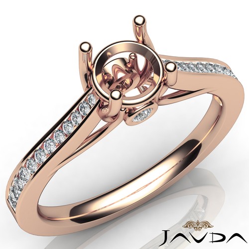 Channel Setting Diamond Engagement Women's Round Semi Mount Gold Ring 0.30Ctw - Picture 18 of 32