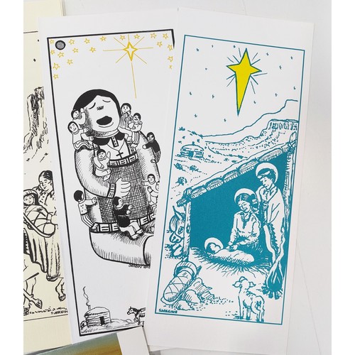Juego de 10 tarjetas de Navidad de artista Sharon Higgins casi nuevo Southwest Pueblo Nativity 9,25" - Imagen 3 de 11