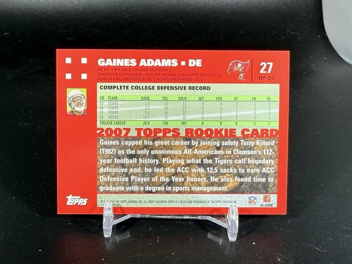 2007 Topps Exclusive Rookies Relics Gaines Adams RC Player Worn Jersey 27 Of 30 - Picture 2 of 2