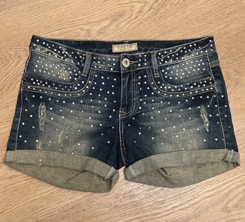 Guess Rhinestone Women’s Shorts Size 29 Women’s Denim NWOT Blue Washed