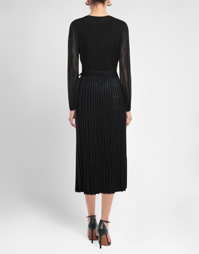 RRP€850 DIANE VON FURSTENBERG Knitted Wrap Dress Size M Black Contrast Wool - Picture 2 of 6