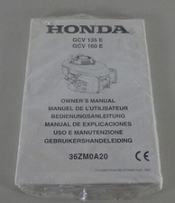 Owner's Manual Honda Generator GCV 135 / 160 E from 2002