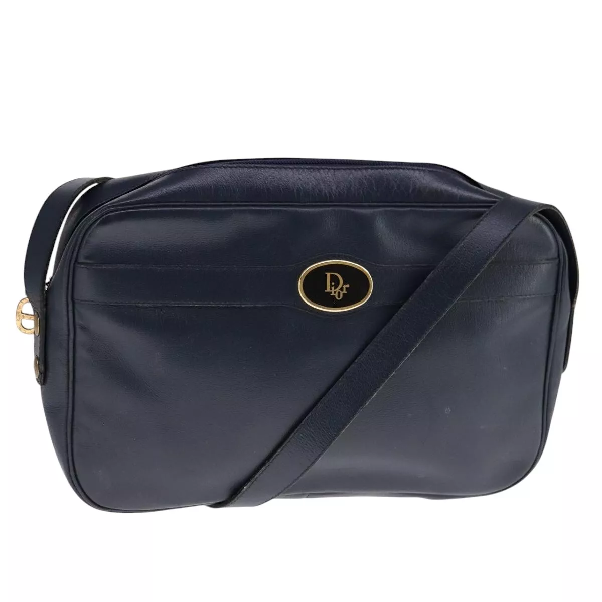 Sac bandoulière Christian Dior cuir marine authentique 95143