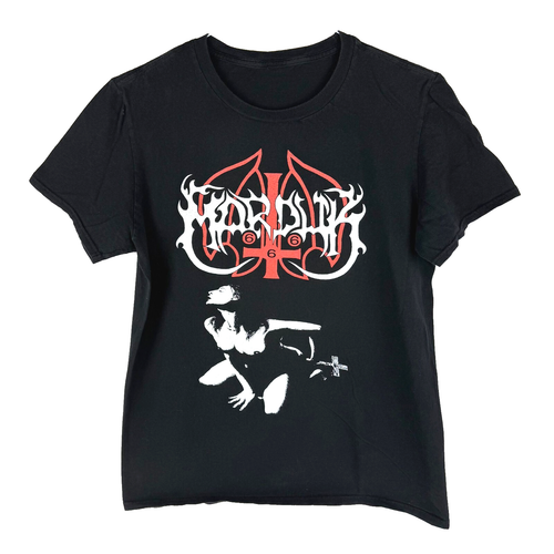Vintage Marduk T Shirt F**k Me Jesus 1990s Swedish Black Metal Double Sided MED - Picture 1 of 9