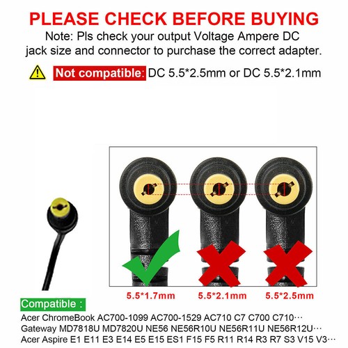 65W Acer Laptop Charger, AC Power Adapter for Acer Aspire Series and More - Picture 10 of 13