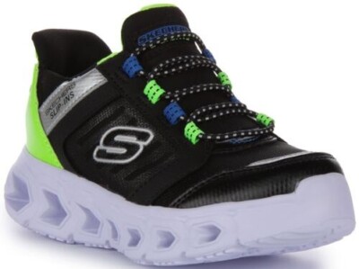 Skechers Hypno Flash Odelux Leichte Sneaker Slip On Jungen Schwarz Grün