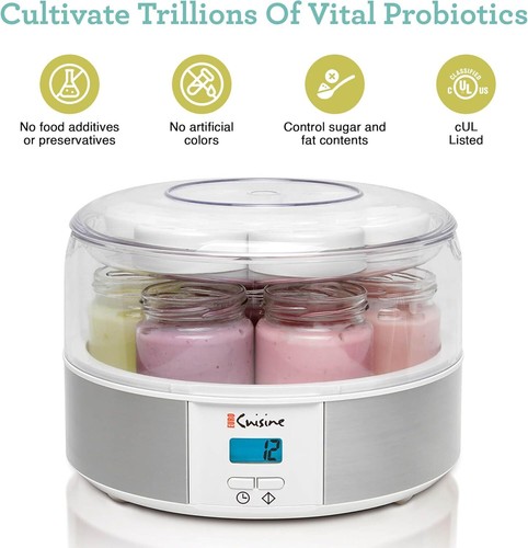 Auto Digital Yogurt Maker Machine with Set Temperature 6 oz Reusable Glass Jars - Picture 6 of 6