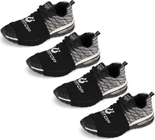 4 Pairs Dance Socks: Smooth Floors Twist & Turn Support Men, Women, Kids - Black