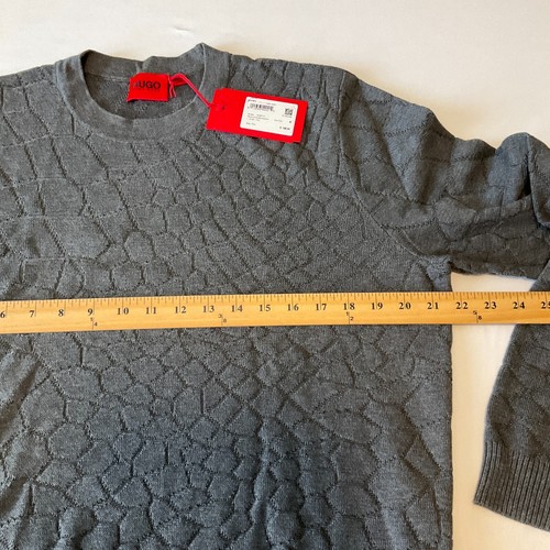 Hugo Boss Pullover Sweater Mens Size M Grey Silk Blend Long Sleeve Crew Neck - Picture 14 of 17