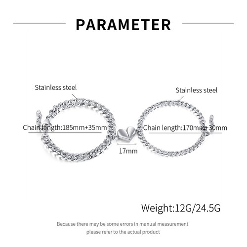 Pärchen Armbänder Edelstahl Partner Herz Anhänger Armkette Damen Herren Liebe - Imagen 6 de 6