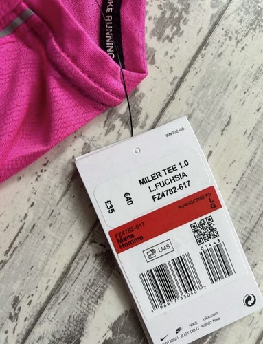 Nike Miler 1.0 'T-Shirt Running' Rosa - Nuove con etichette - Taglia Large - Foto 3 di 5