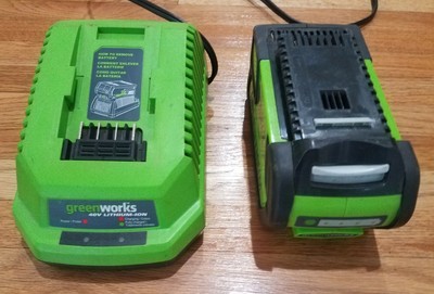 Greenworks 29482 Gmax 40v Lithium Ion Battery Charger And 40v Gmax Battery 29472 Ebay