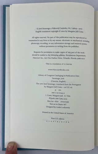 The Cave, José Saramago, 2002, 1st US Edition 1st Printing, Nobel Laureate, HCDJ - Bild 13 von 13