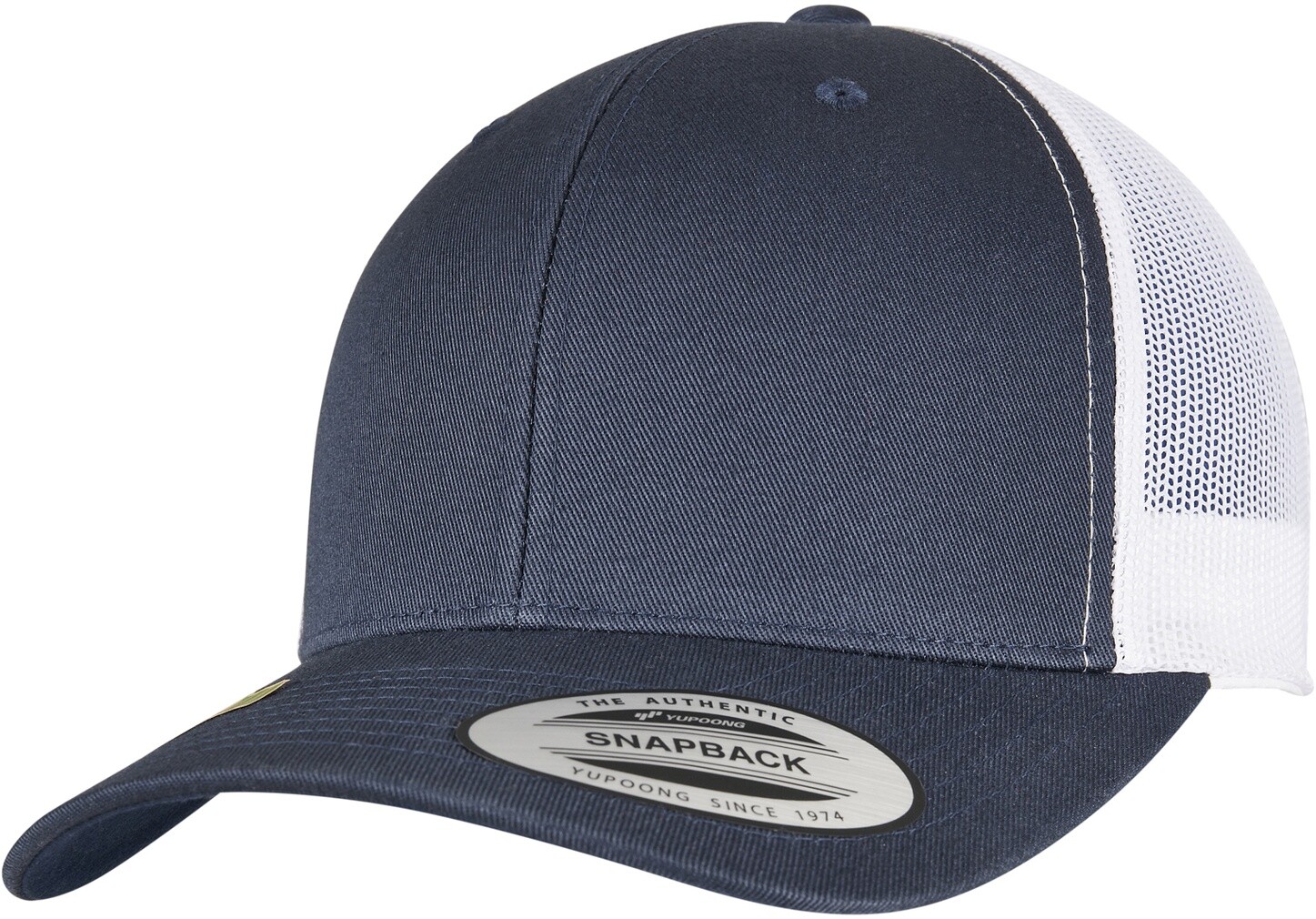 Кепка Flexfit Cap YP CLASSICS, ПЕРЕРАБОТАННАЯ РЕТРО-КЕПКА ДАЛЬНОБОЙЩИКА, 2-ТОННАЯ темно-синяя / белая