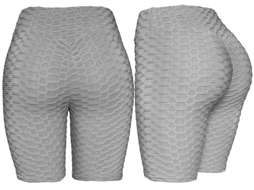 Women's Textured Workout Yoga Biker Pants Scrunch Booty Butt Lift Bermuda Shorts - Picture 21 of 24