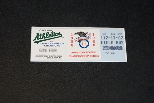 1988 RED SOX AT OAKLAND A'S GAME 4 ALCS TICKET STUB CANSECO HR A'S CLINCH - Picture 1 of 2