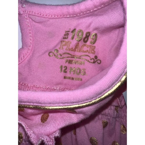 NEW Children’s place pink gold polka dot long sleeve babydoll dress size 12mon - Picture 5 of 7