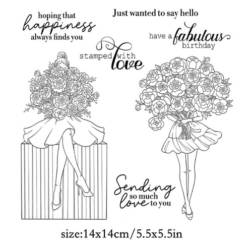 Travel Reading Girls Lady Cutting Dies Clear Stamps Scrapbooking DIY Card Crafts - Picture 20 of 24
