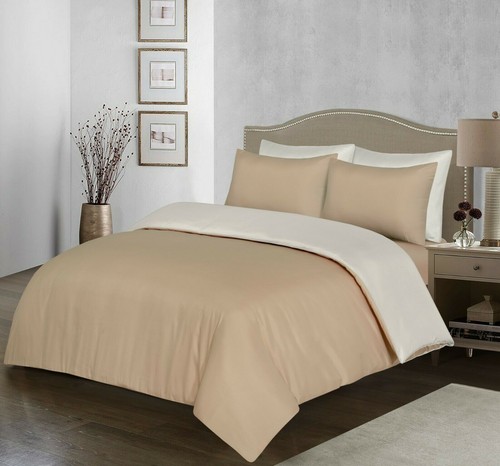 LUXURIOUS HIGH QUALITY DUVET COVER/ QUILT COVER SET BEDDING UK REVERSIBLE 2 TONE - Afbeelding 1 van 44