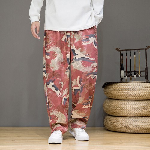 Herren Ethnisch Chinesisch Retro Freizeithose Gummibund Hose Außen Wandern Neu - Picture 12 of 14
