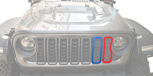 for 2024 2025+ Jeep Wrangler JL JT Front Grill Mesh Inserts Cover Ring Trim Blue - Picture 9 of 14