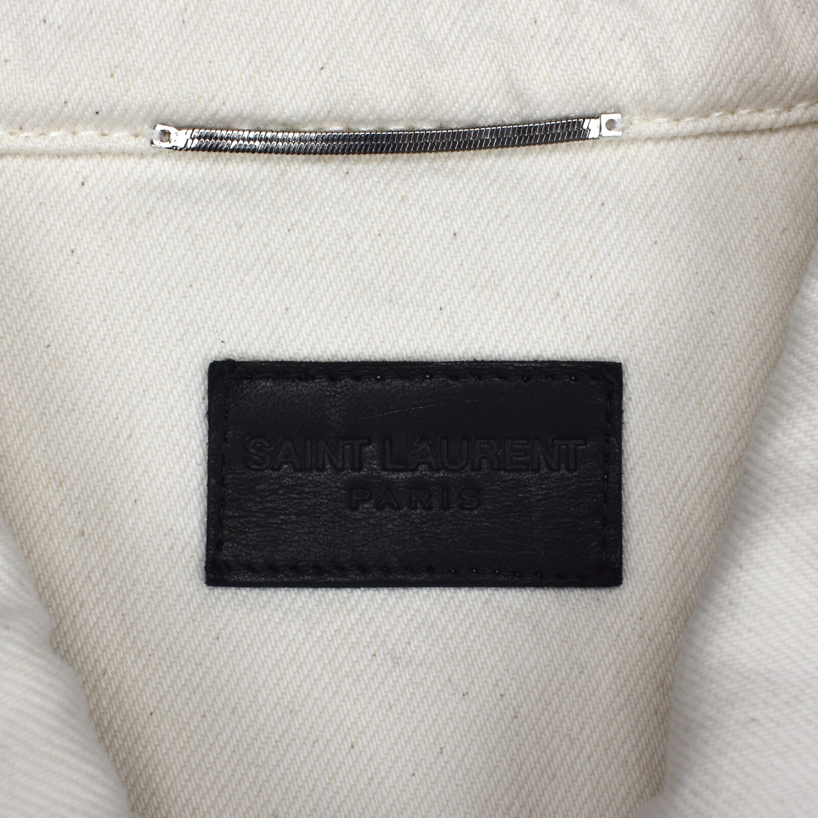 Giacca camionista uomo Saint Laurent denim bianco panna nuova con etichette $990 L 52 AUTENTICA