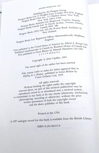 Collected Poems 1953-1993 by John Updike, First edition, 1993 - Picture 7 of 9