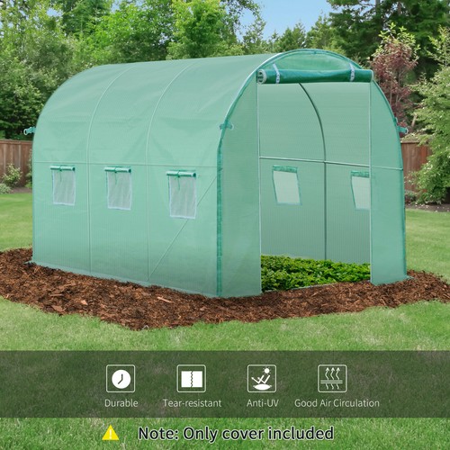 10x7x7FT Plastic Greenhouse Cover Replacement Waterproof for Hoop House 6 Window - Picture 2 of 9