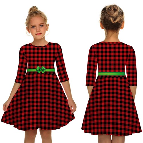 UK Christmas 3D Printed Princess Swing Party Dress Xmas Skater A Line Xmas Dress - Picture 7 of 17