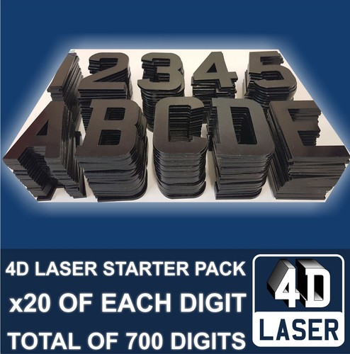 Confezione da 20 4D Next Gen Targa Taglio Laser Laser Taglio Digitale Numeri Lettere Numeri 3D - Foto 1 di 4