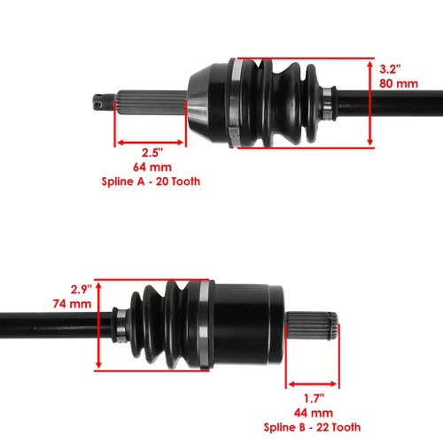 Front & Rear Complete CV Axle For Polaris Ranger Crew 700 08-09 Left & Right - Bild 7 von 10