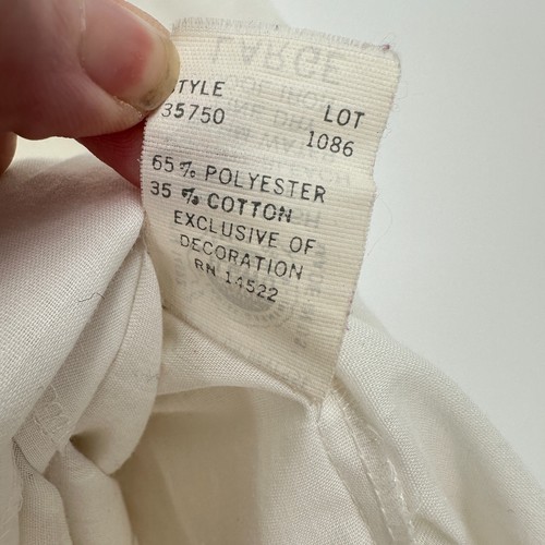 Vtg Christian Dior Robe Button L White Floral Eyelet Lace Union USA Cottagecore - Picture 12 of 12