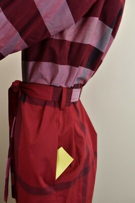 NWT BURBERRY KELSY PARADE RED CHECK COTTON BELTED DRESS US 6